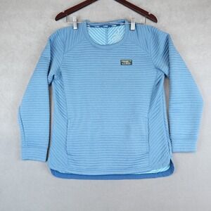 LL BEAN Airlight Ribbed Knit Pullover Crew Neck Womens Small Blue